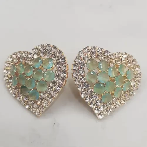 Heart Shape Stone Stud Earrings