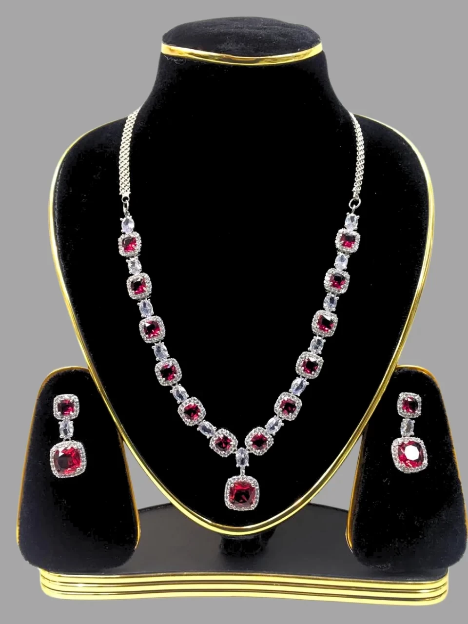 Trendy and Beautiful American Diamond Necklace With Earrings for girls and women jewellery set