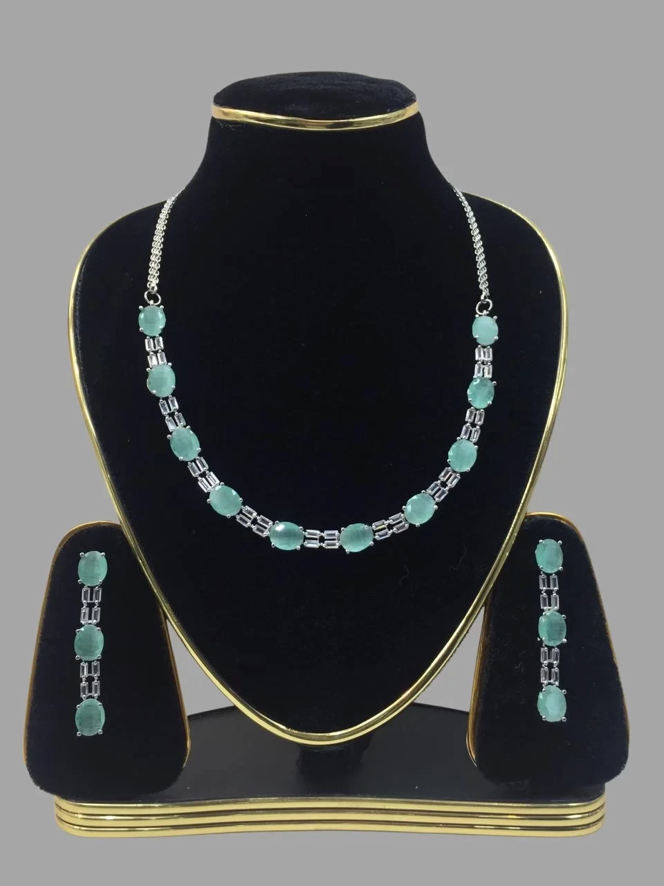 Diamond Embellished Necklace With Earrings