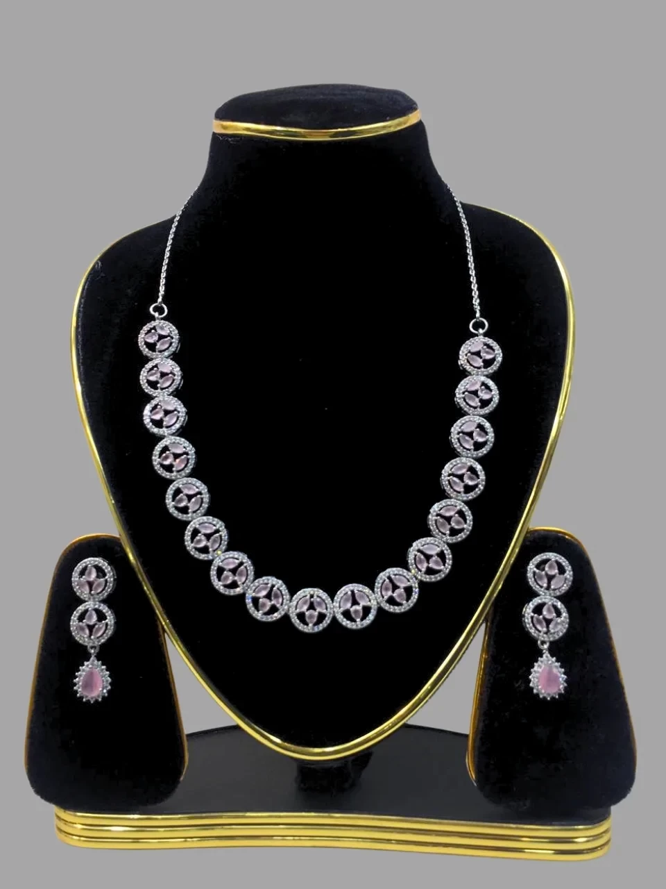 Silver Plated Cubic Zirconia Diamond Cut Necklace