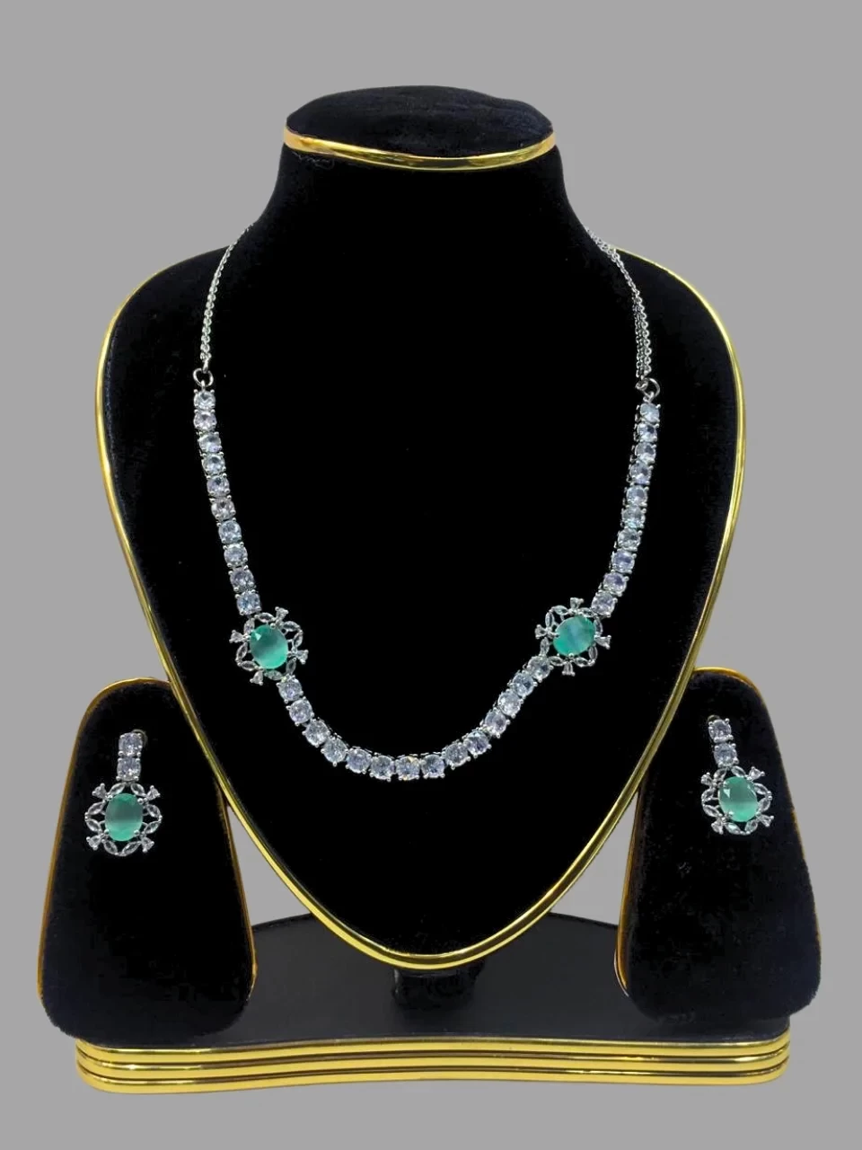 CZ Stone Diamond Embellished Necklace Set